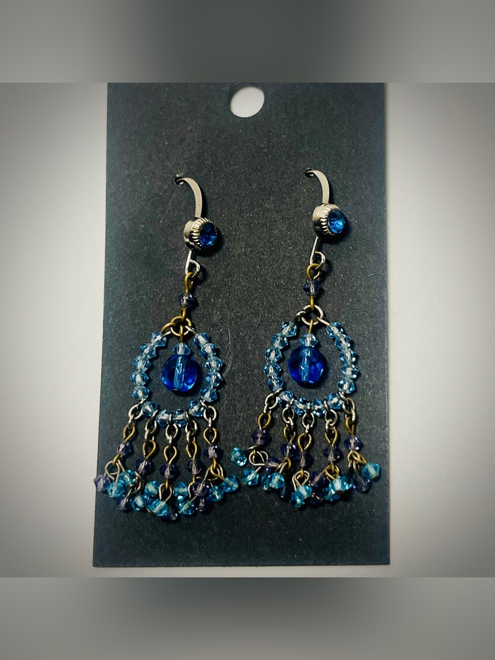Light Blue Dangle Drop Earrings Swovarski Crystal Chandelier Pendant Style